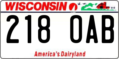 WI license plate 218OAB