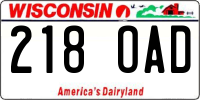 WI license plate 218OAD