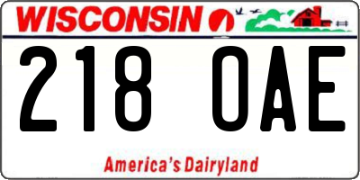 WI license plate 218OAE