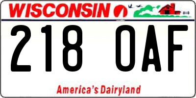 WI license plate 218OAF