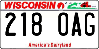 WI license plate 218OAG