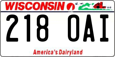 WI license plate 218OAI