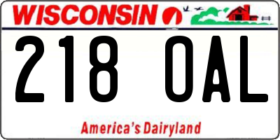 WI license plate 218OAL
