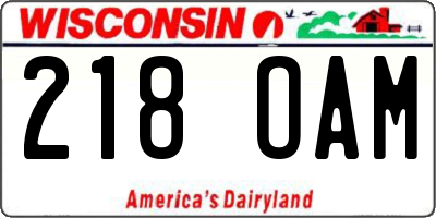 WI license plate 218OAM