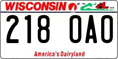 WI license plate 218OAO