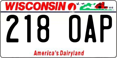 WI license plate 218OAP