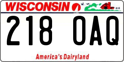WI license plate 218OAQ