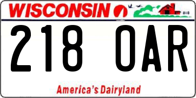 WI license plate 218OAR