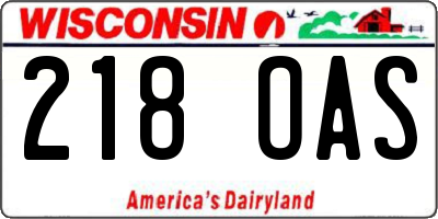 WI license plate 218OAS