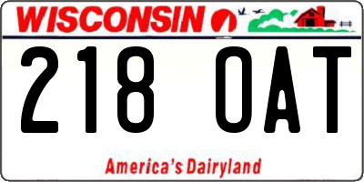 WI license plate 218OAT