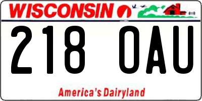 WI license plate 218OAU
