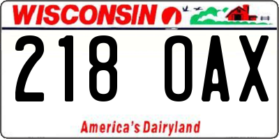 WI license plate 218OAX
