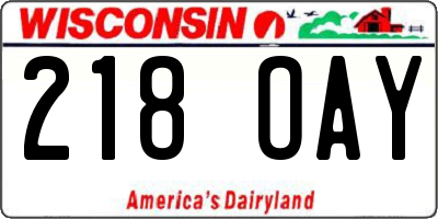 WI license plate 218OAY
