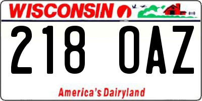 WI license plate 218OAZ