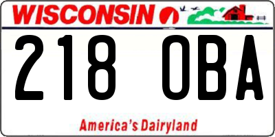 WI license plate 218OBA