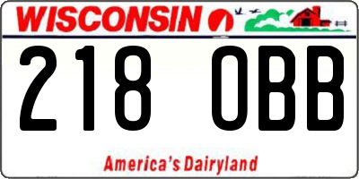 WI license plate 218OBB
