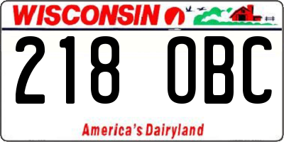 WI license plate 218OBC