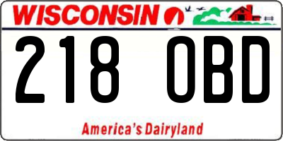 WI license plate 218OBD