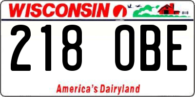 WI license plate 218OBE