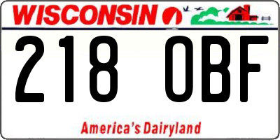 WI license plate 218OBF
