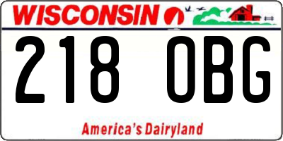 WI license plate 218OBG