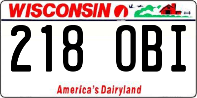 WI license plate 218OBI