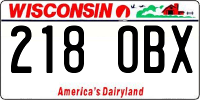 WI license plate 218OBX