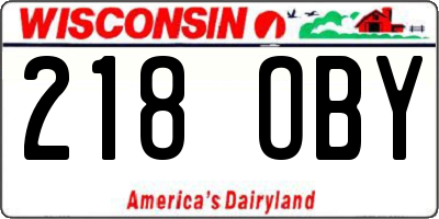 WI license plate 218OBY