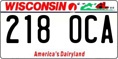 WI license plate 218OCA