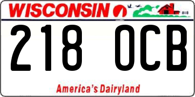 WI license plate 218OCB