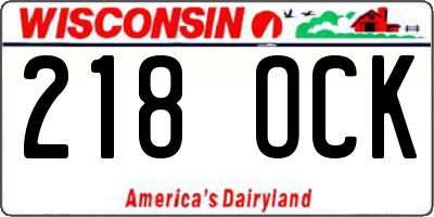 WI license plate 218OCK