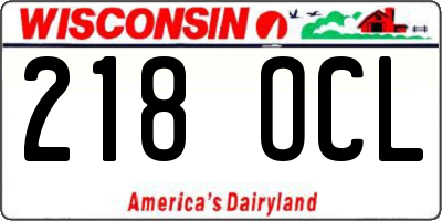 WI license plate 218OCL