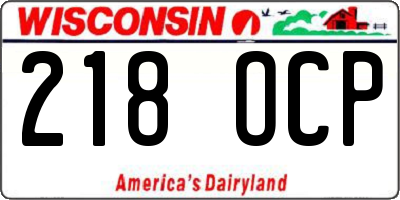 WI license plate 218OCP