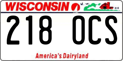 WI license plate 218OCS
