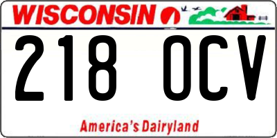 WI license plate 218OCV