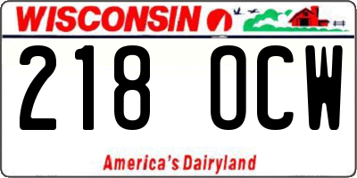 WI license plate 218OCW