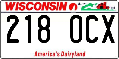 WI license plate 218OCX