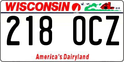 WI license plate 218OCZ