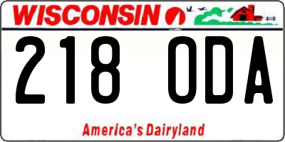 WI license plate 218ODA