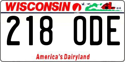 WI license plate 218ODE