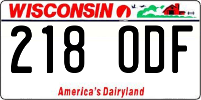WI license plate 218ODF