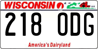 WI license plate 218ODG