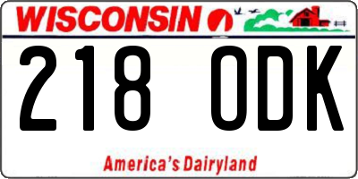 WI license plate 218ODK