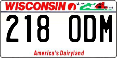 WI license plate 218ODM
