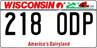 WI license plate 218ODP