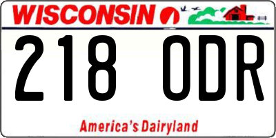 WI license plate 218ODR