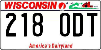 WI license plate 218ODT