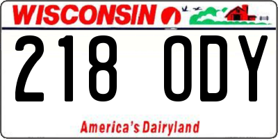 WI license plate 218ODY