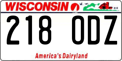 WI license plate 218ODZ
