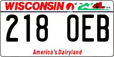WI license plate 218OEB